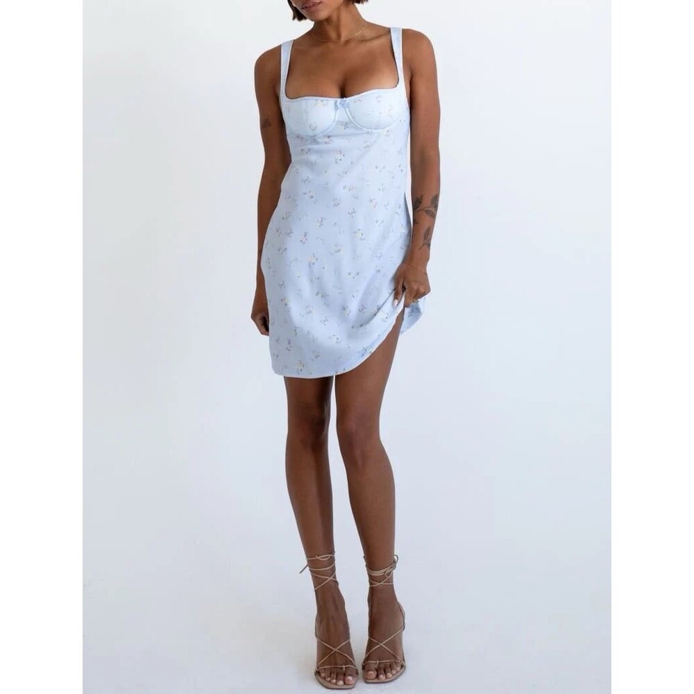 Rumored  Loverboy Open Back Mini Dress Blue Forget Me Not Size M NWT